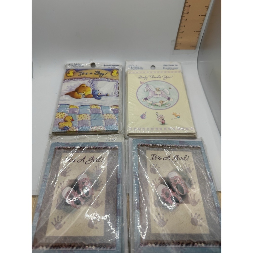 Lot Of 4‎ Packs Of NOS Baby Announcements And Thank You Cards Sealed